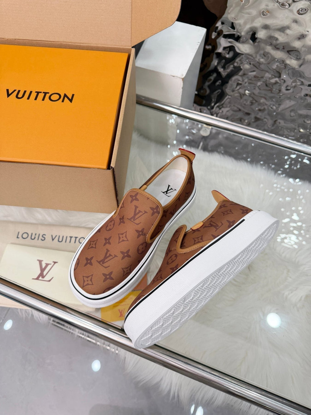 Louis Vuitton Men's Brown Monogram Slip-On Sneakers