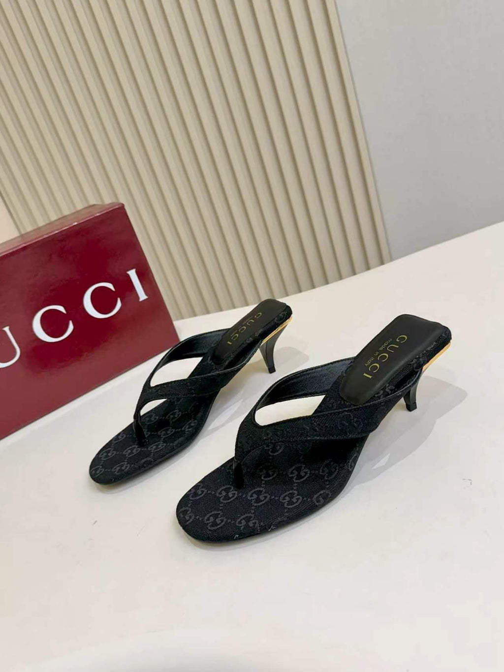 Gucci Monogram Slingback Heeled Sandals