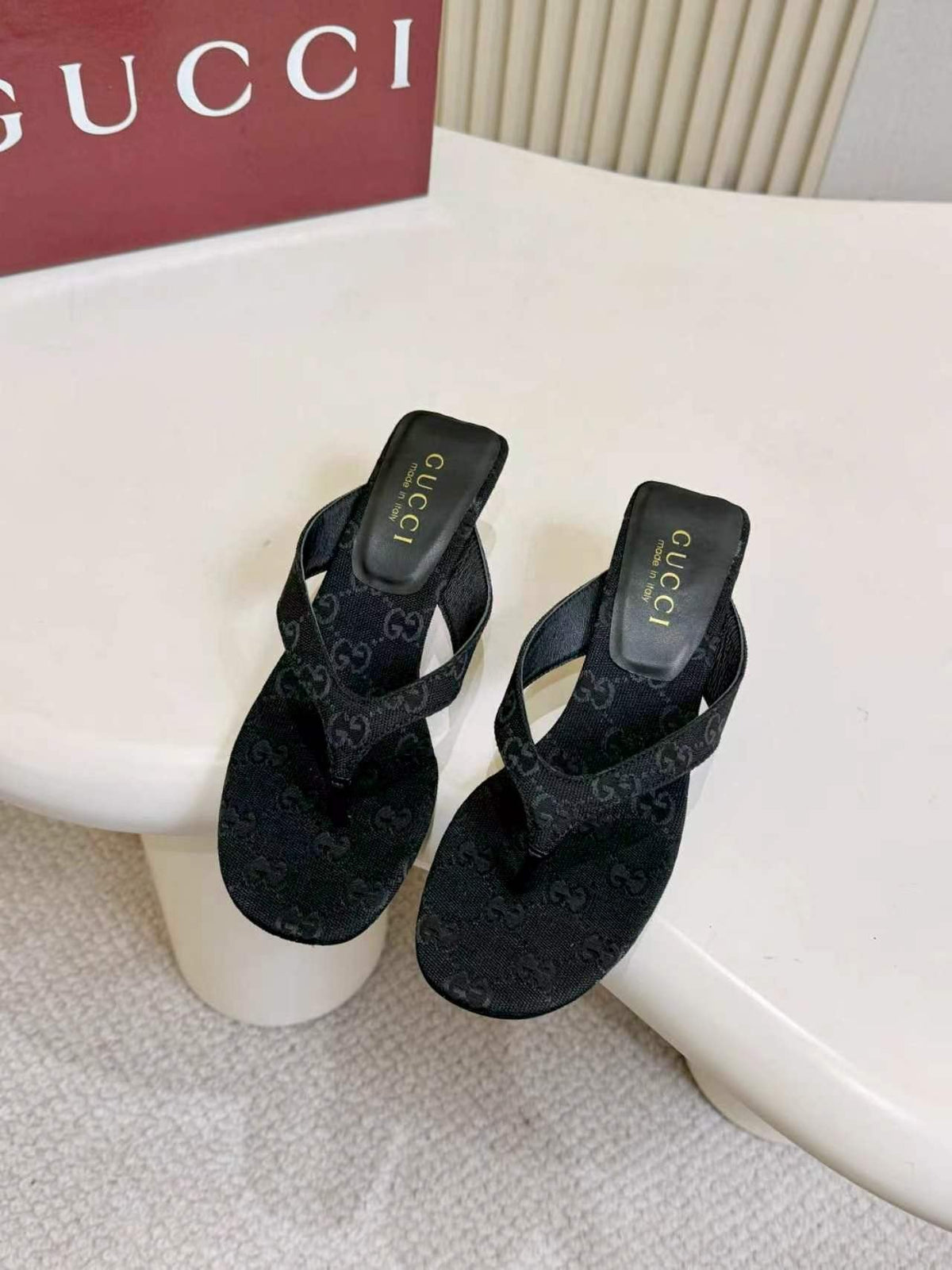 Gucci Monogram Slingback Heeled Sandals