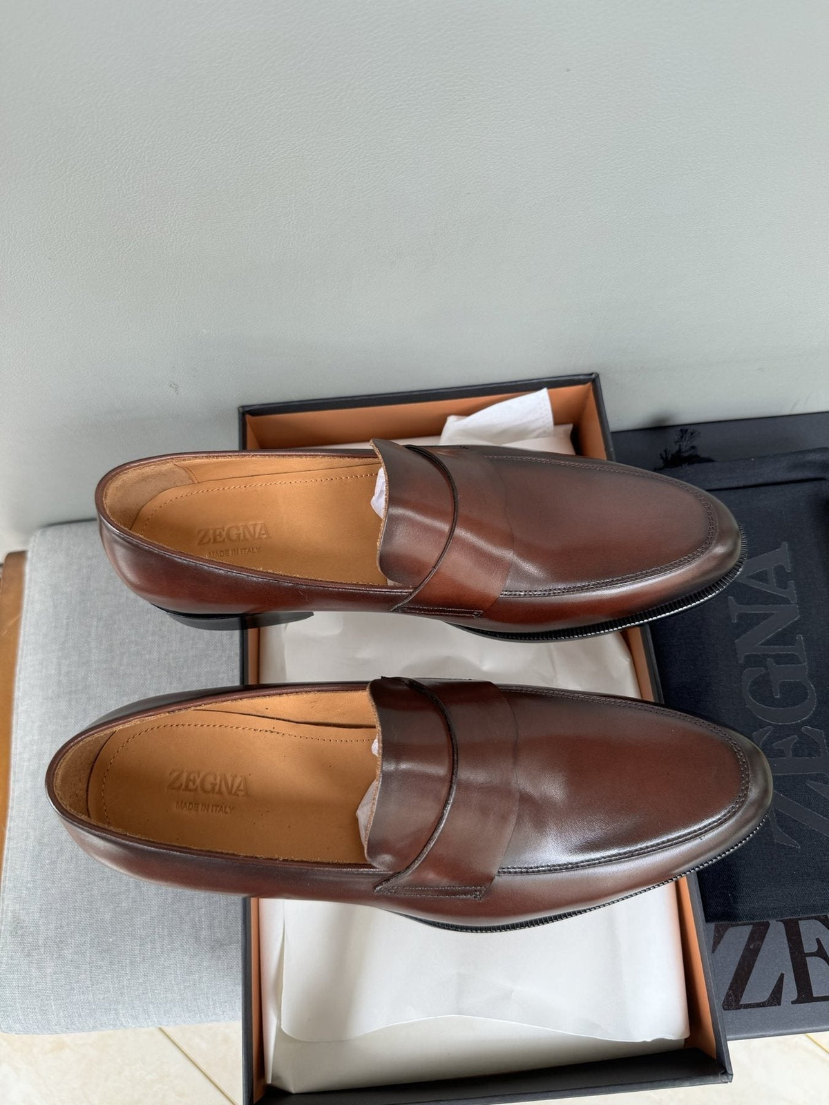 Zegna Men's Dark Brown Penny Loafers