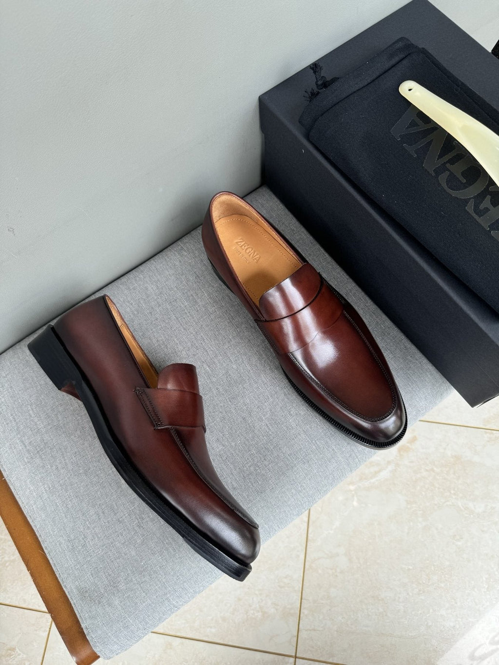 Zegna Men's Dark Brown Penny Loafers
