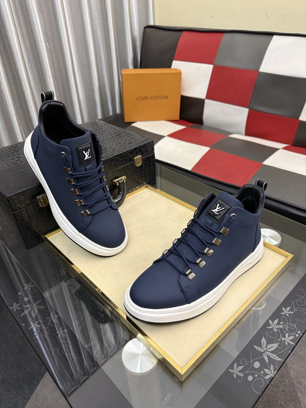 Louis Vuitton Lace-Up High-Top Sneakers