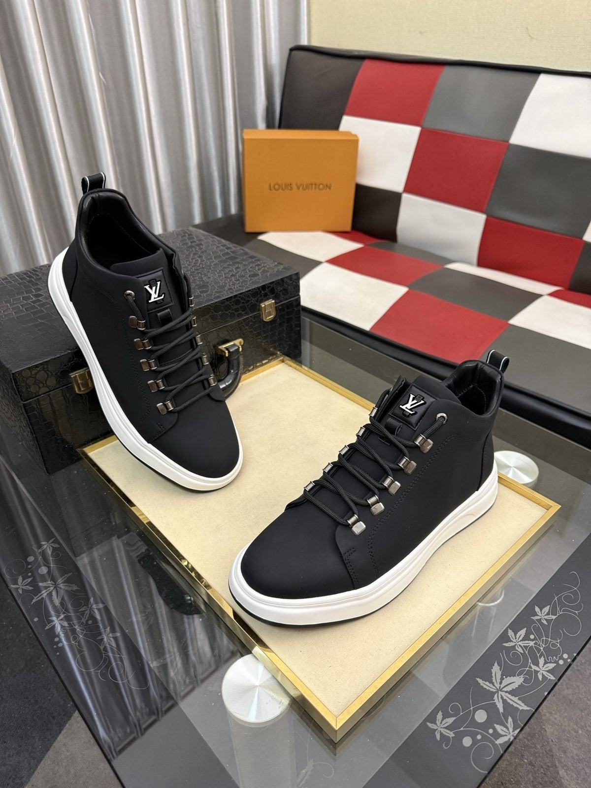 Louis Vuitton Lace-Up High-Top Sneakers