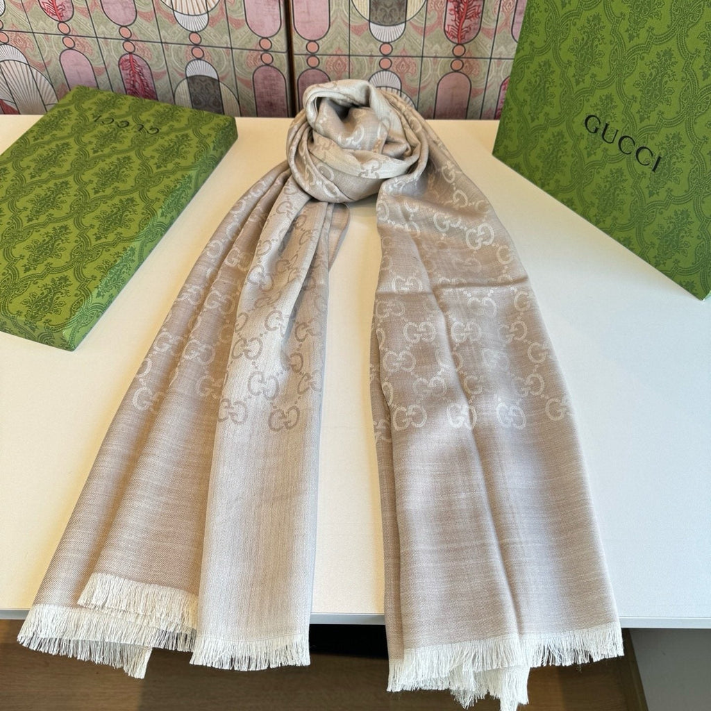 Gucci Fringed Monogram Scarf