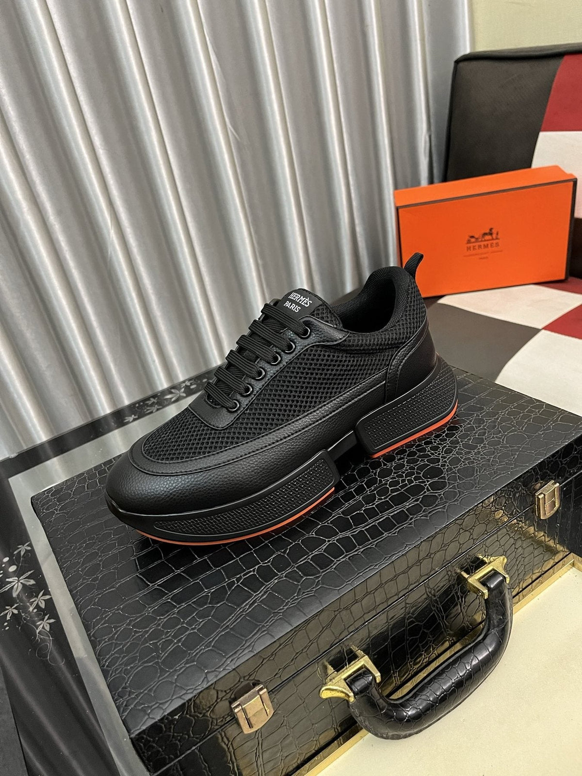 Hermès Layered Lace-Up Sneakers