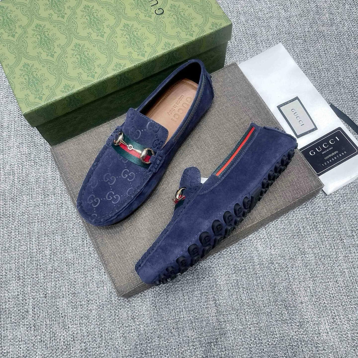 Gucci GG-Pattern Horsebit-Style Loafers