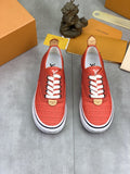 Louis Vuitton Coral Red Textured Low-Top Sneakers