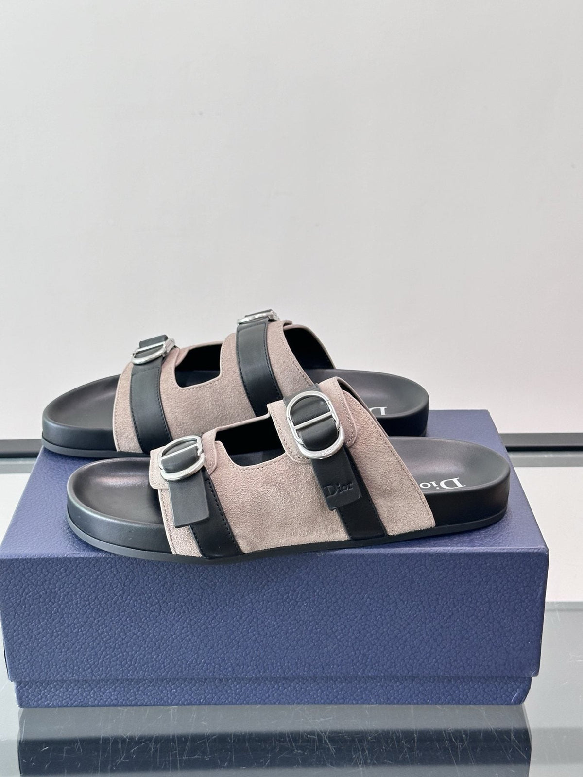 Dior Aqua Two-Strap Slide Sandals