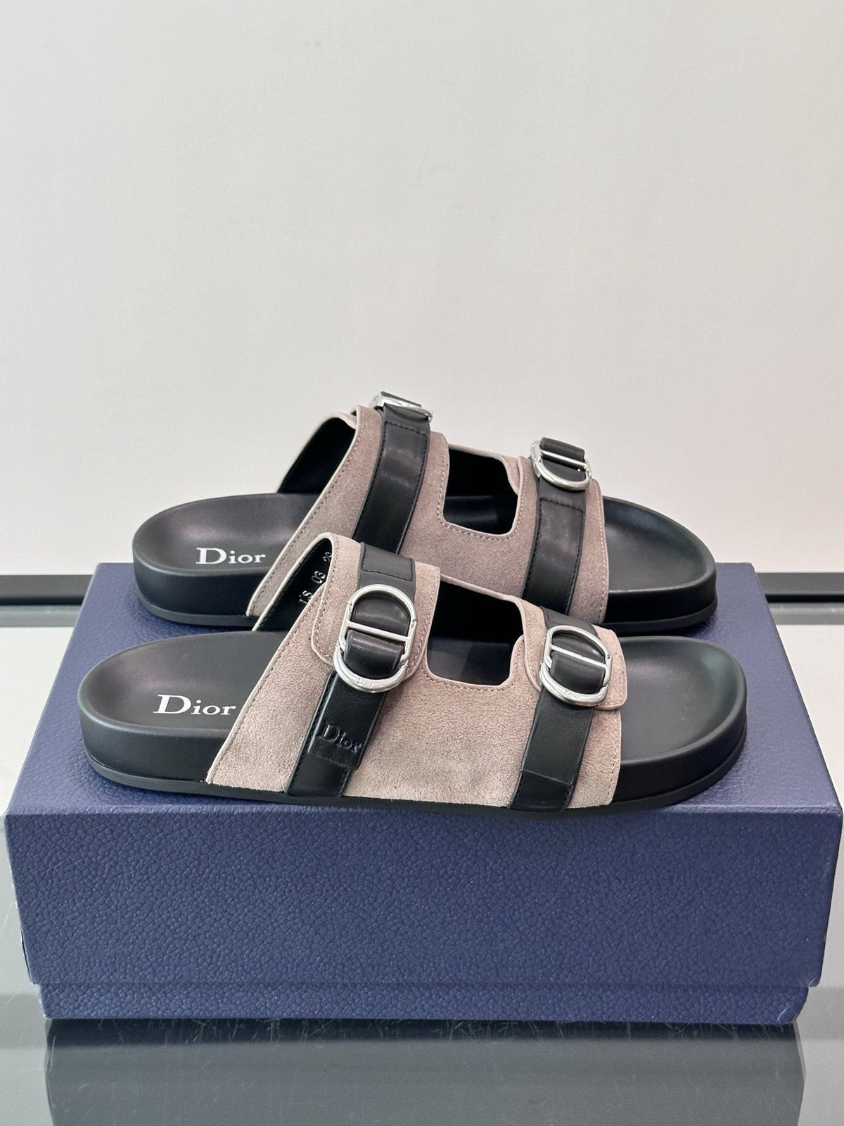 Dior Aqua Two-Strap Slide Sandals