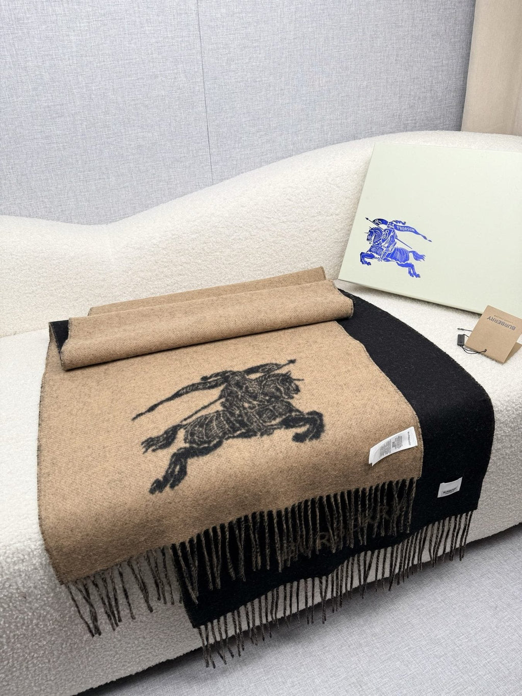 Burberry Reversible Fringed Equestrian Scarf