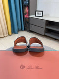 Loro Piana Contrast-Trim Slide Sandals