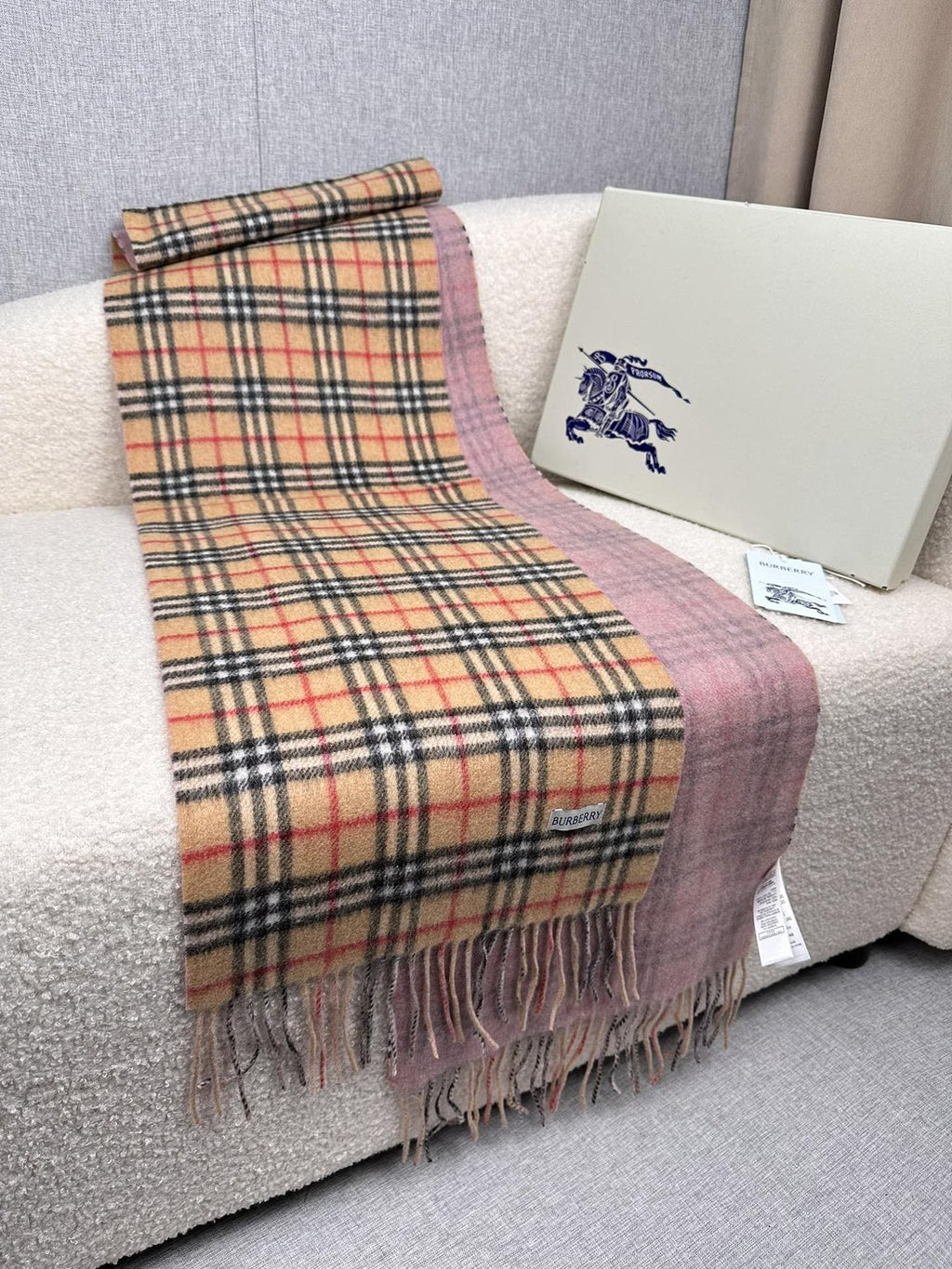 Burberry Reversible Fringed Plaid Scarf