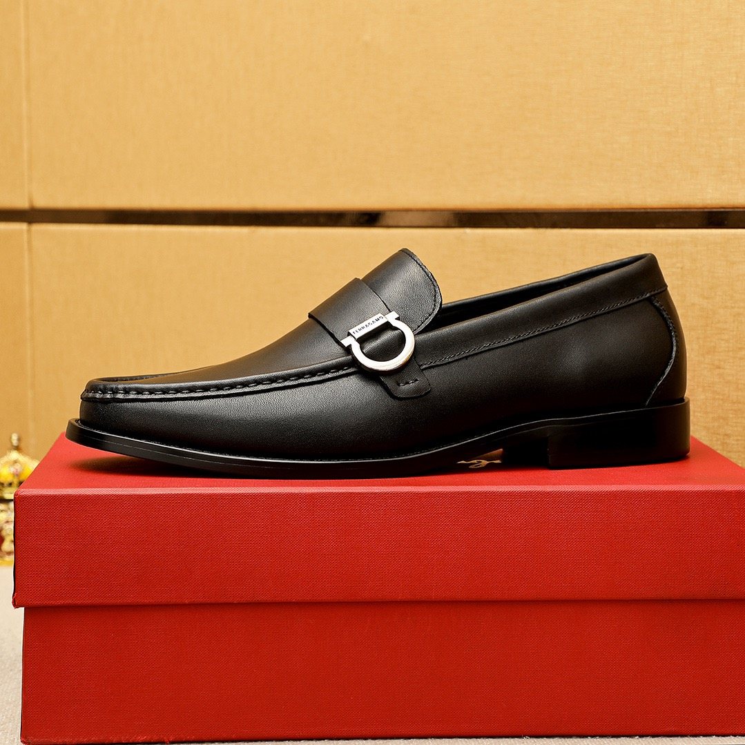 Ferragamo Leather Buckle Loafers