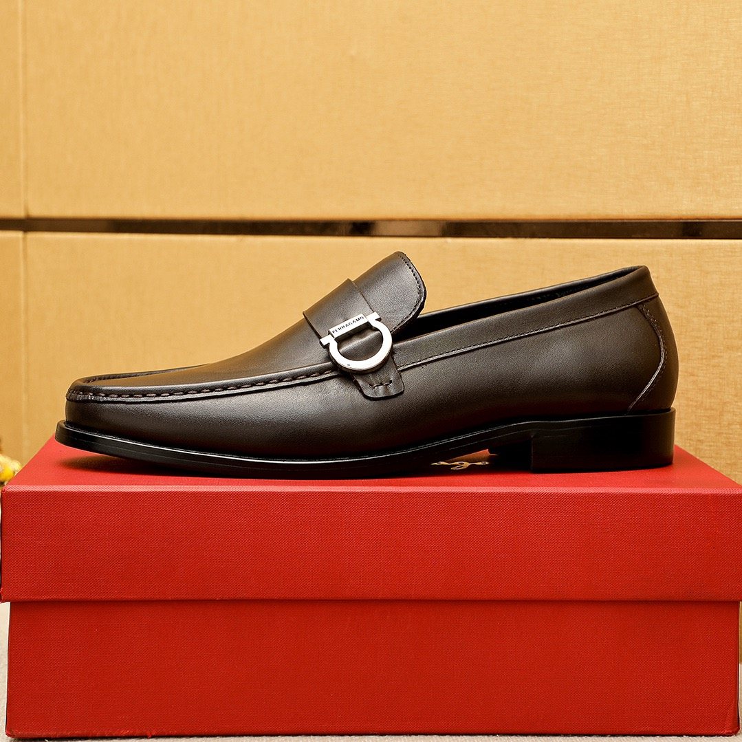Ferragamo Leather Buckle Loafers
