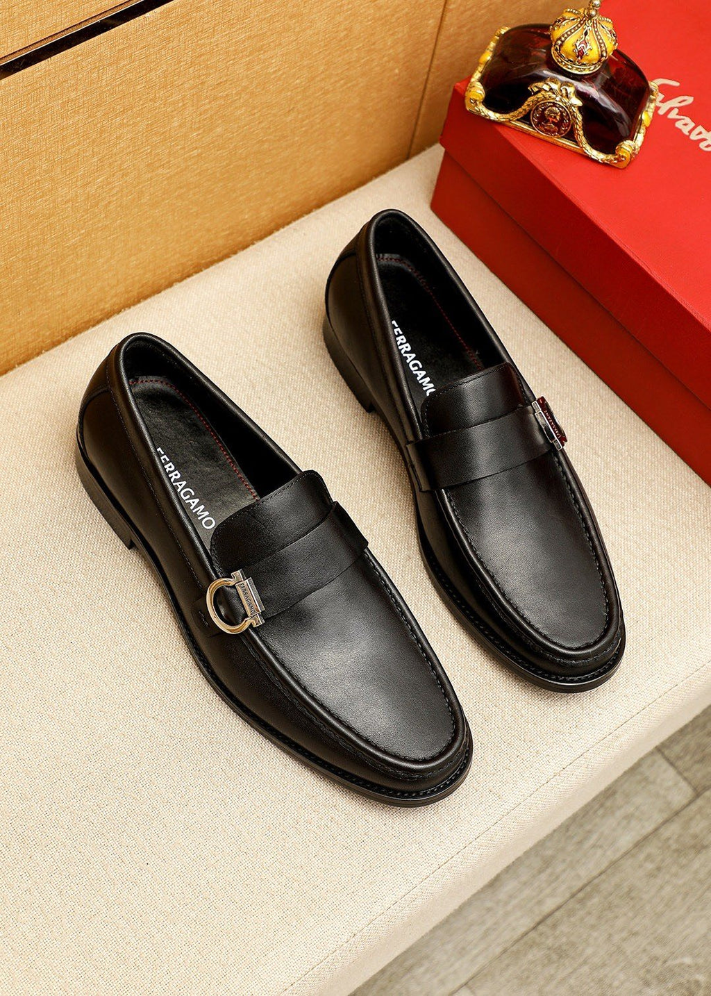 Ferragamo Leather Buckle Loafers