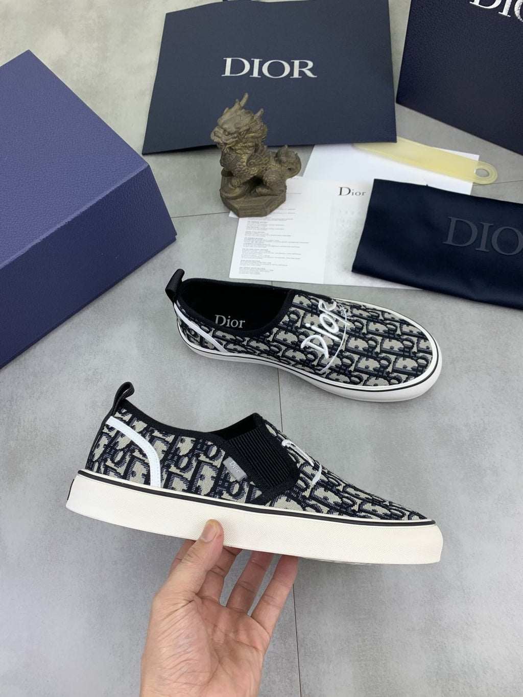 Dior Navy Pattern Slip-On Sneakers