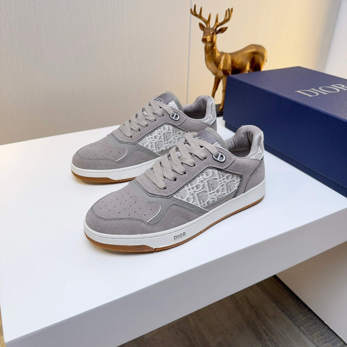 Dior Patterned Panel Low-Top Sneakers - Contrast Trim