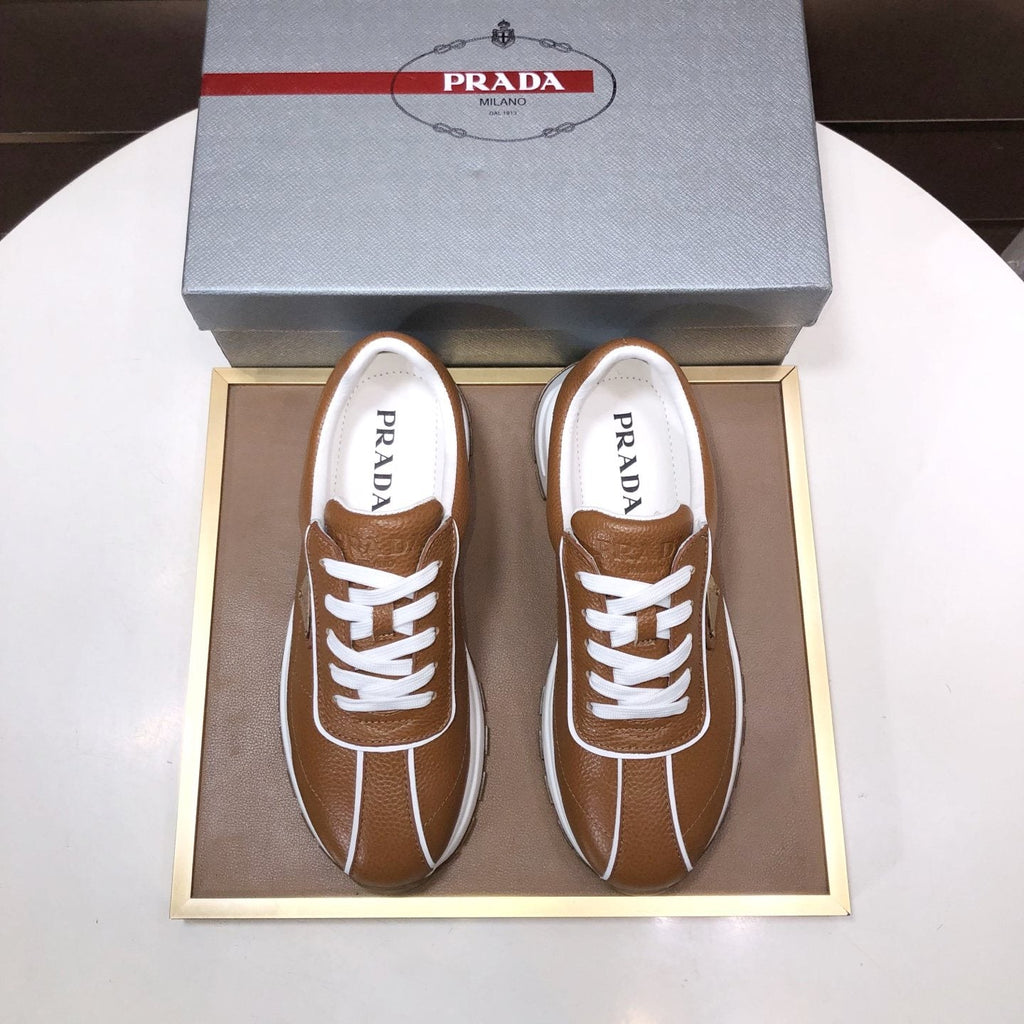 Prada Triangle Plaque Low-Top Sneakers - Triangular Side Plaque Detail