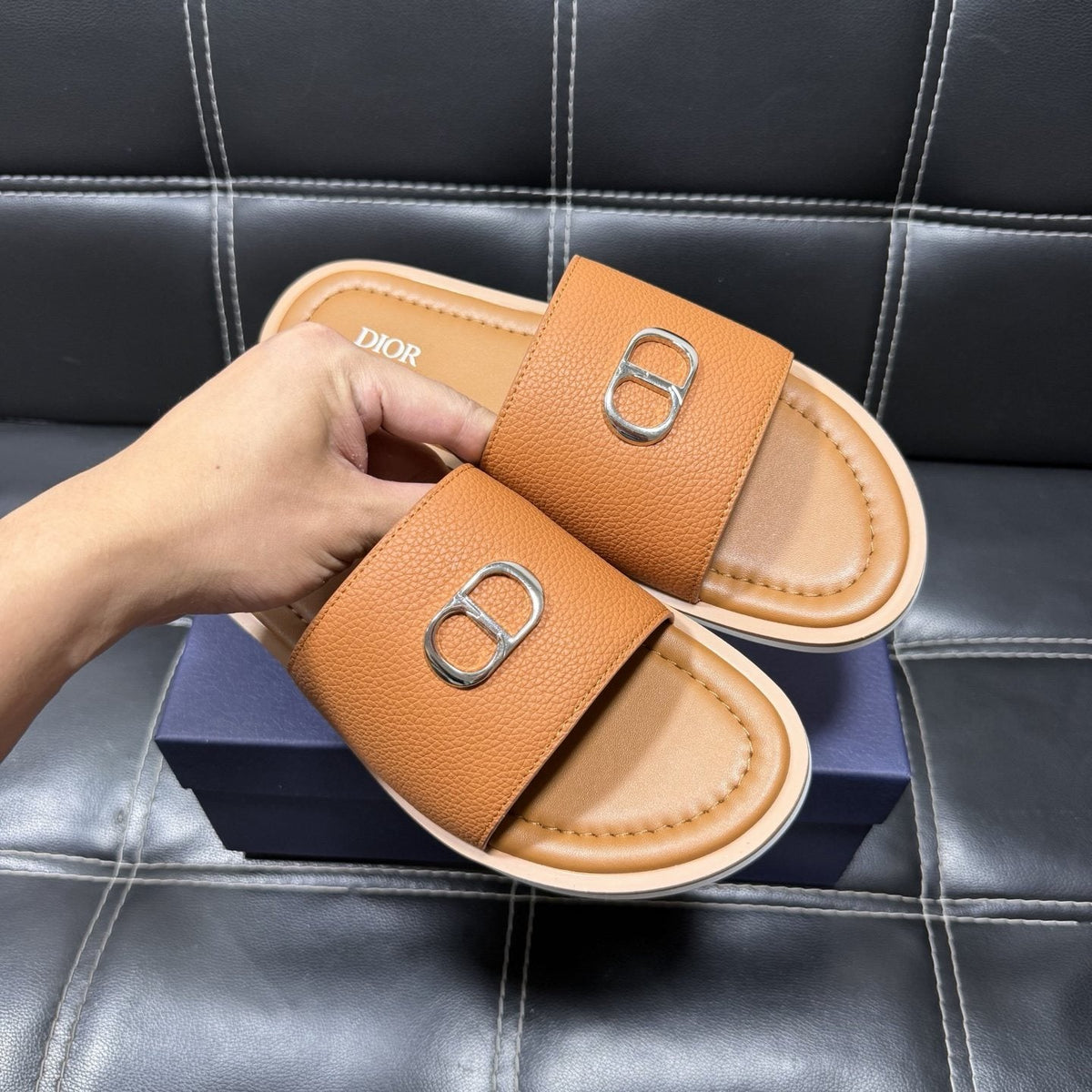 Dior Men's CD Emblem Slide Sandals