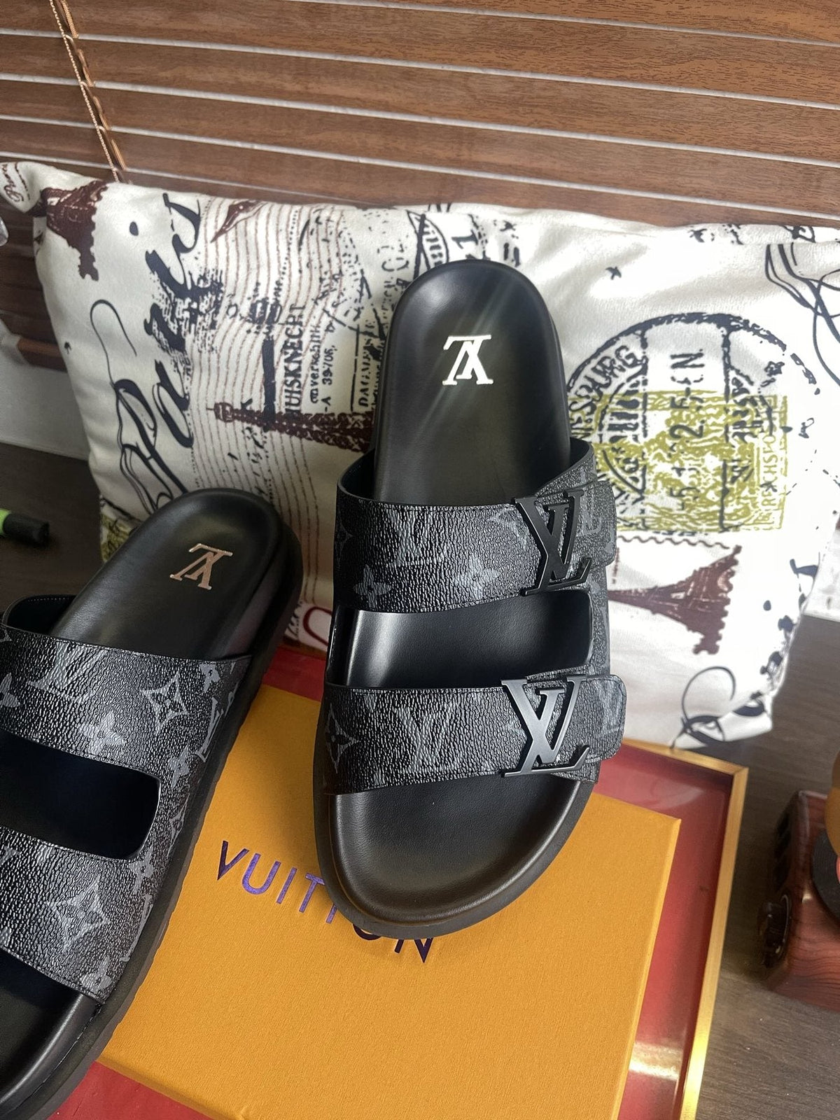Louis Vuitton Monogram Double-Strap Slide Sandals