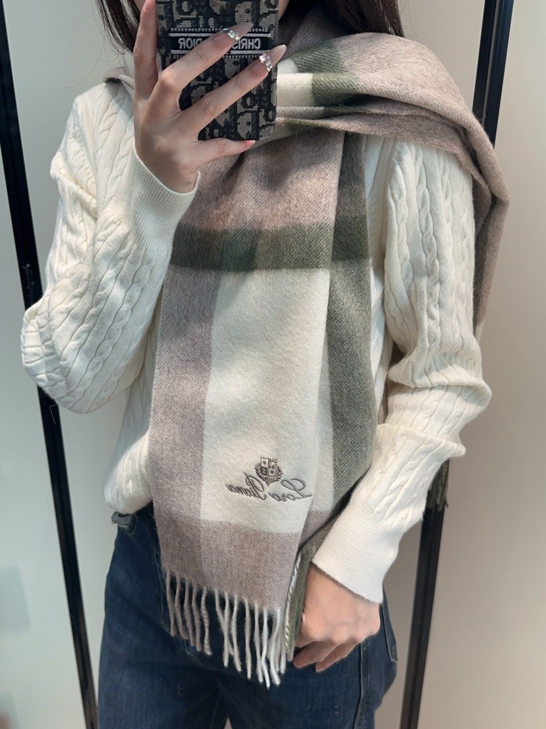 Loro Piana Plaid Fringe Scarf