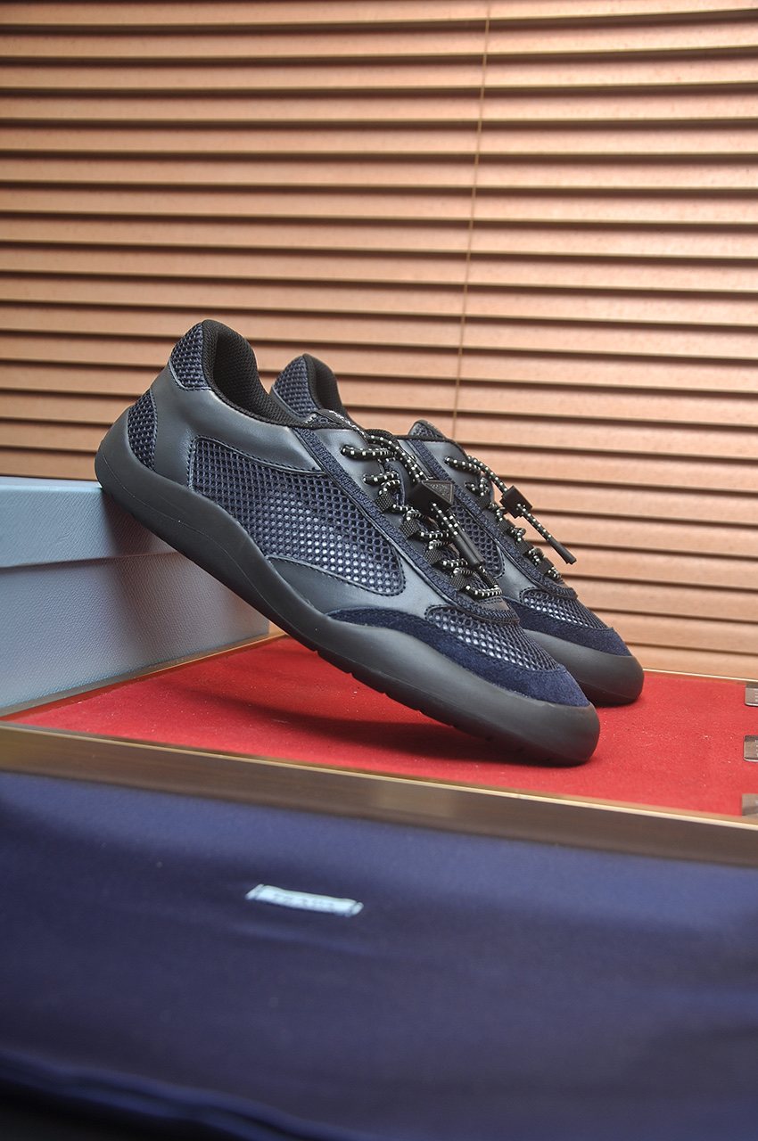Prada Mesh Panel Low-Top Sneakers - Padded Collar