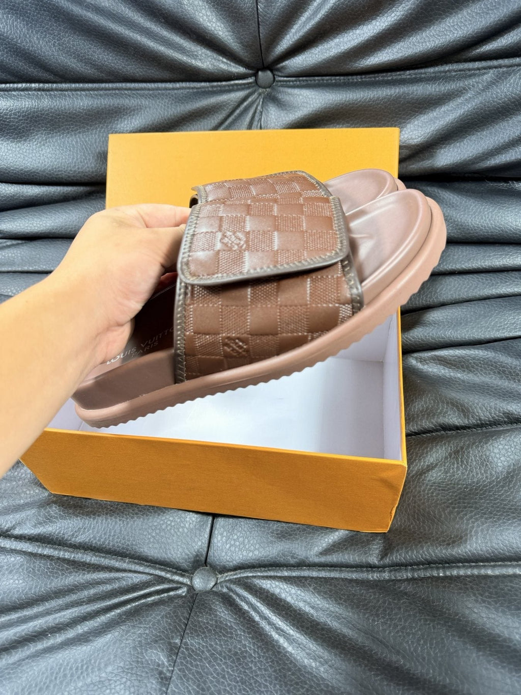 Louis Vuitton Woven Strap Slide Sandals - Slip-On Construction