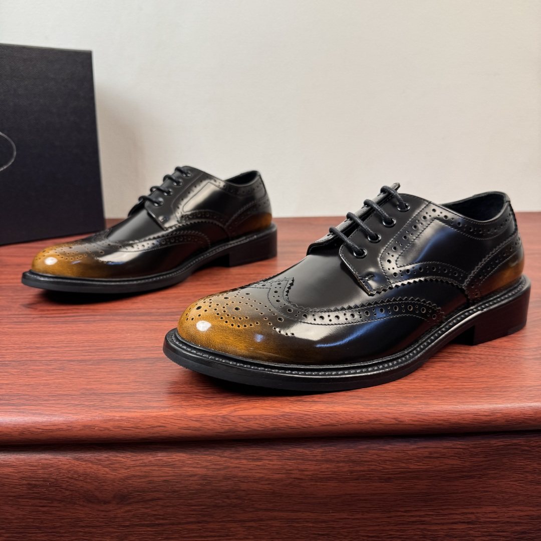 Prada Men's Burnished Brogue Derby Shoes