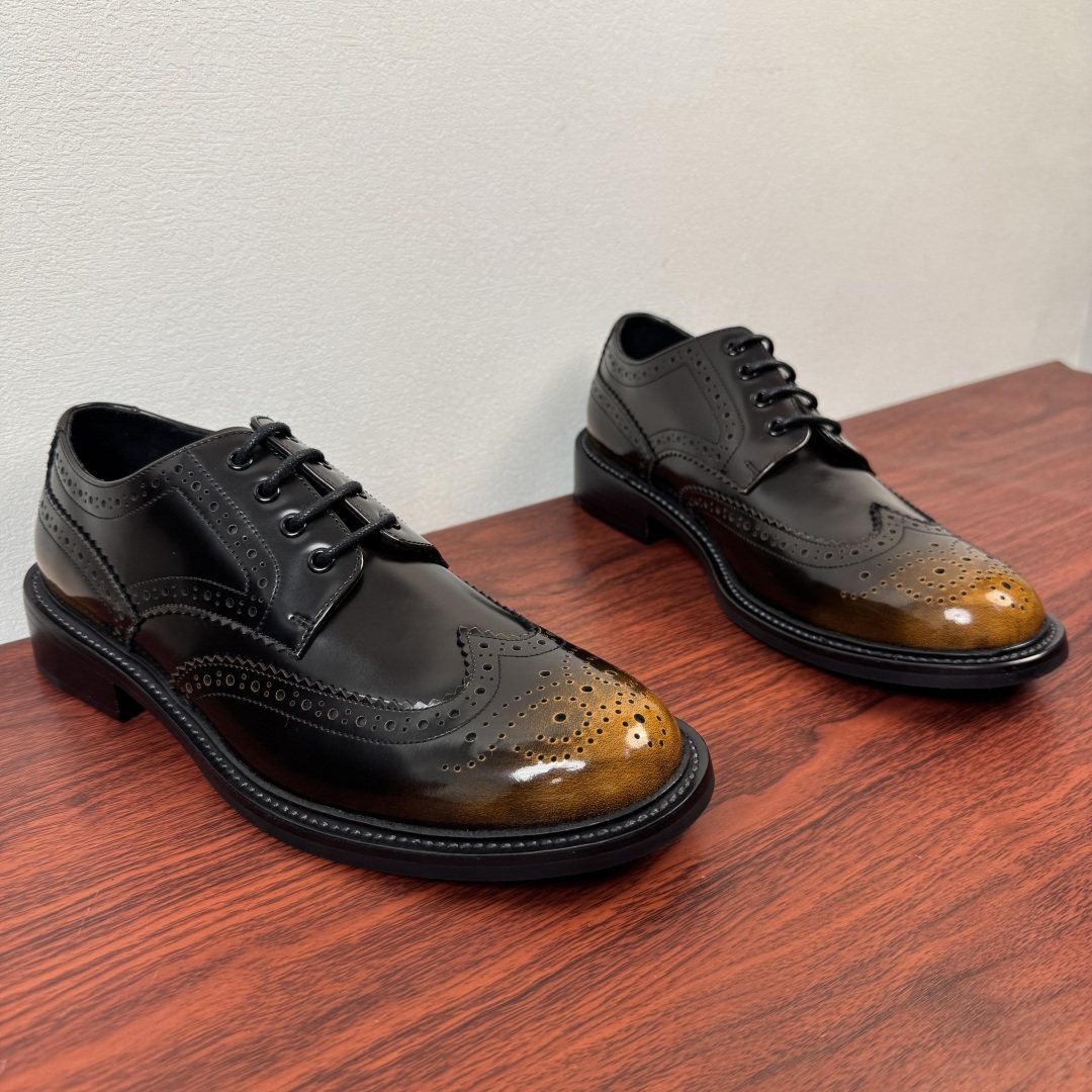 Prada Men's Burnished Brogue Derby Shoes