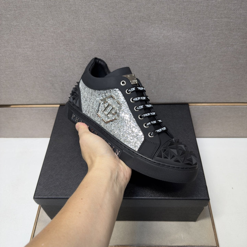 Philipp Plein Men's Studded Panel Low-Top Sneakers