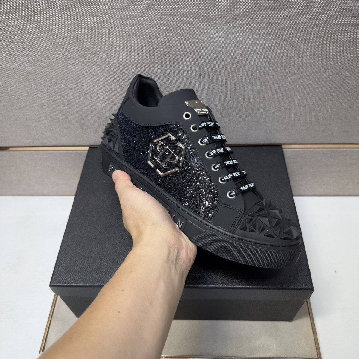 Philipp Plein Men's Studded Panel Low-Top Sneakers