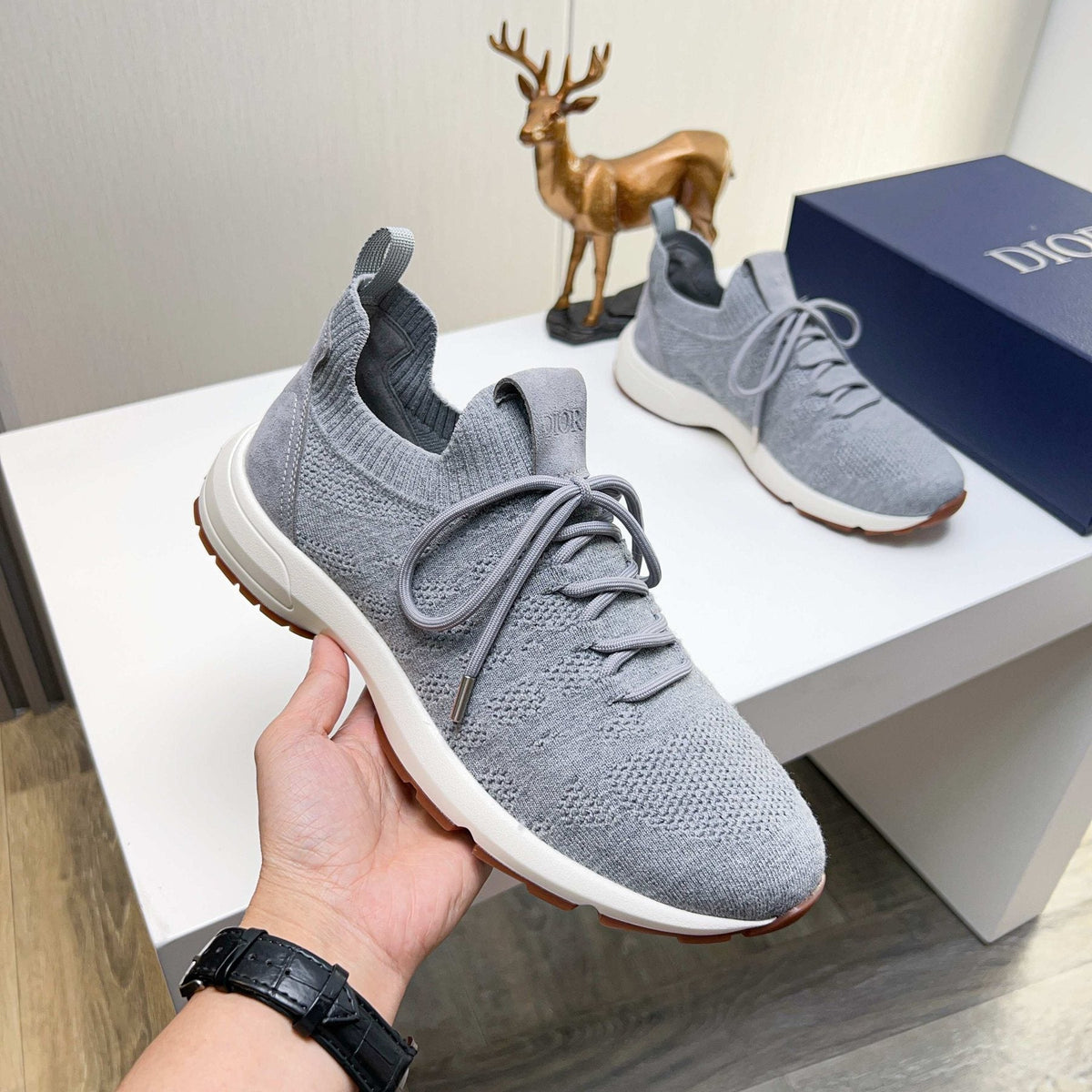 Dior Knit Lace-Up Sneakers