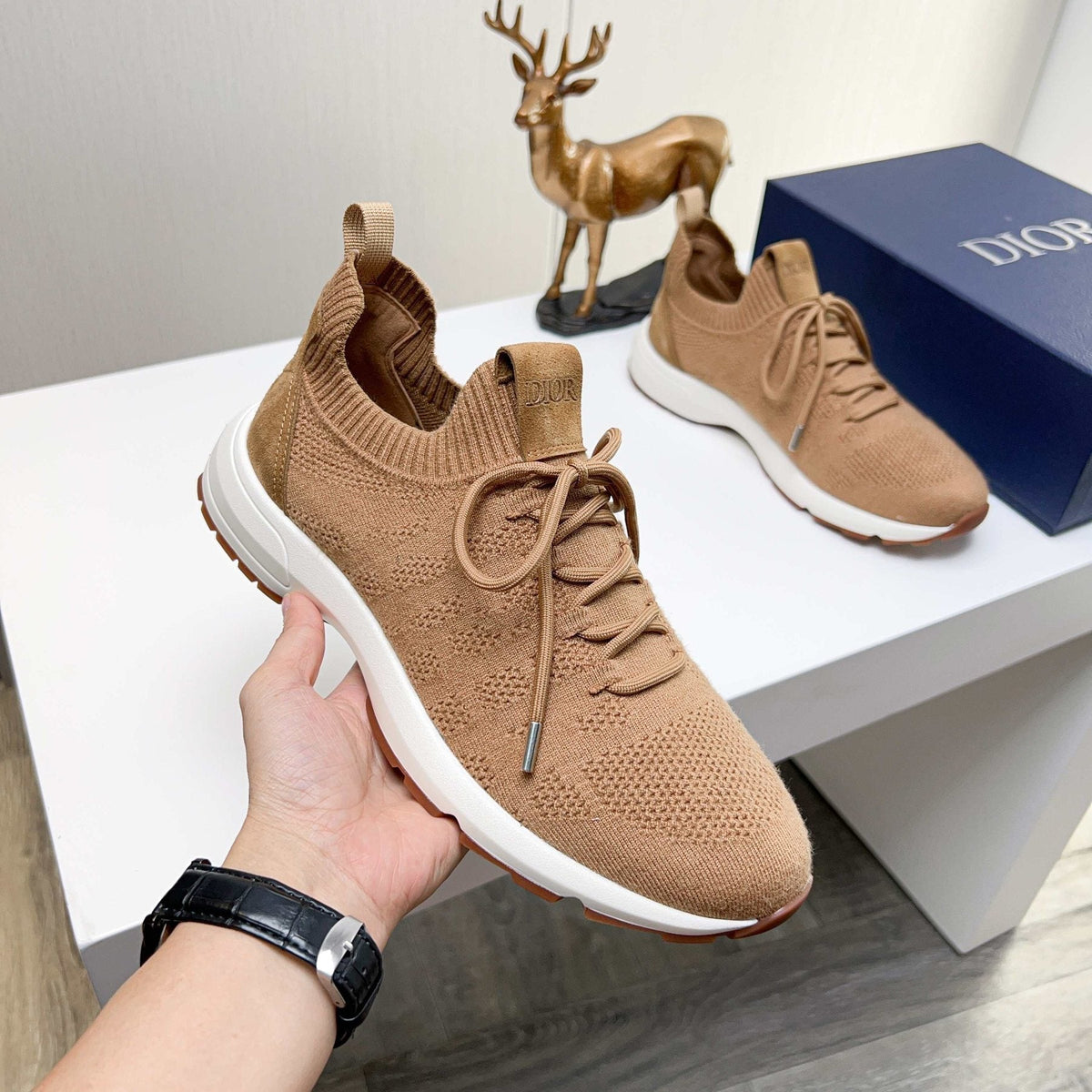 Dior Knit Lace-Up Sneakers