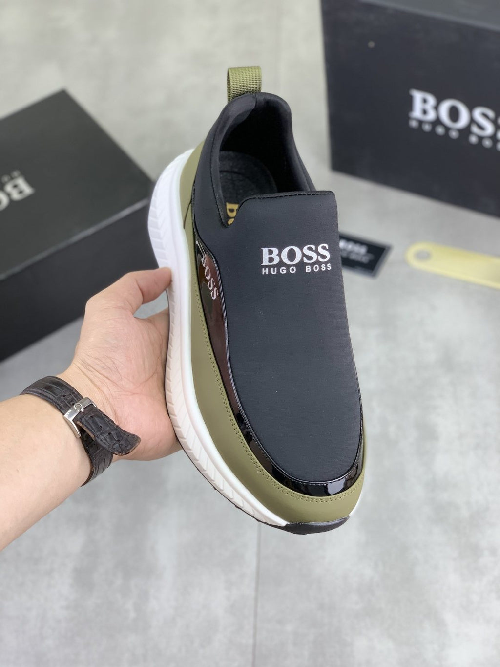 BOSS Low-Top Slip-On Sneakers