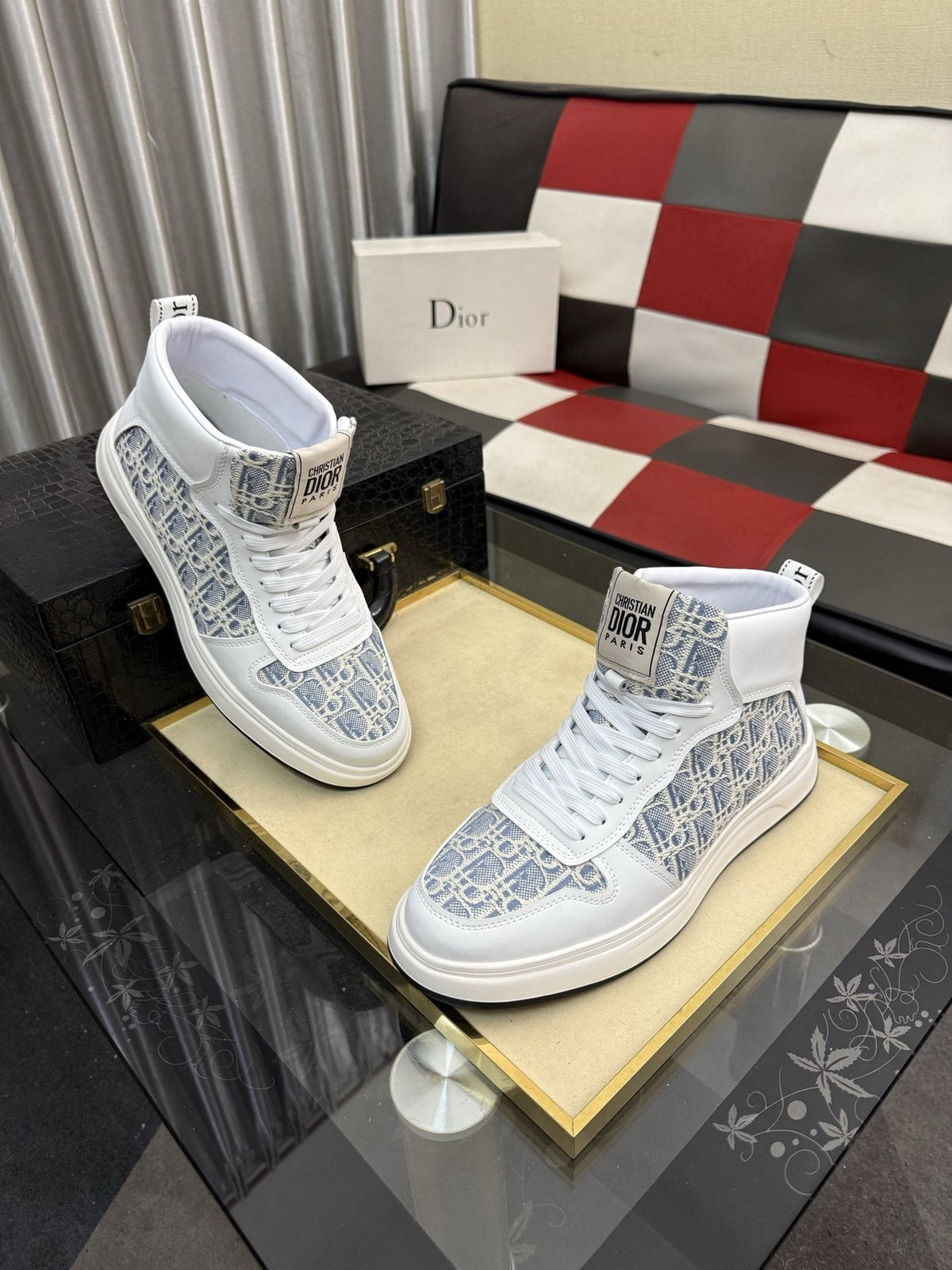 Dior Patterned High-Top Sneakers