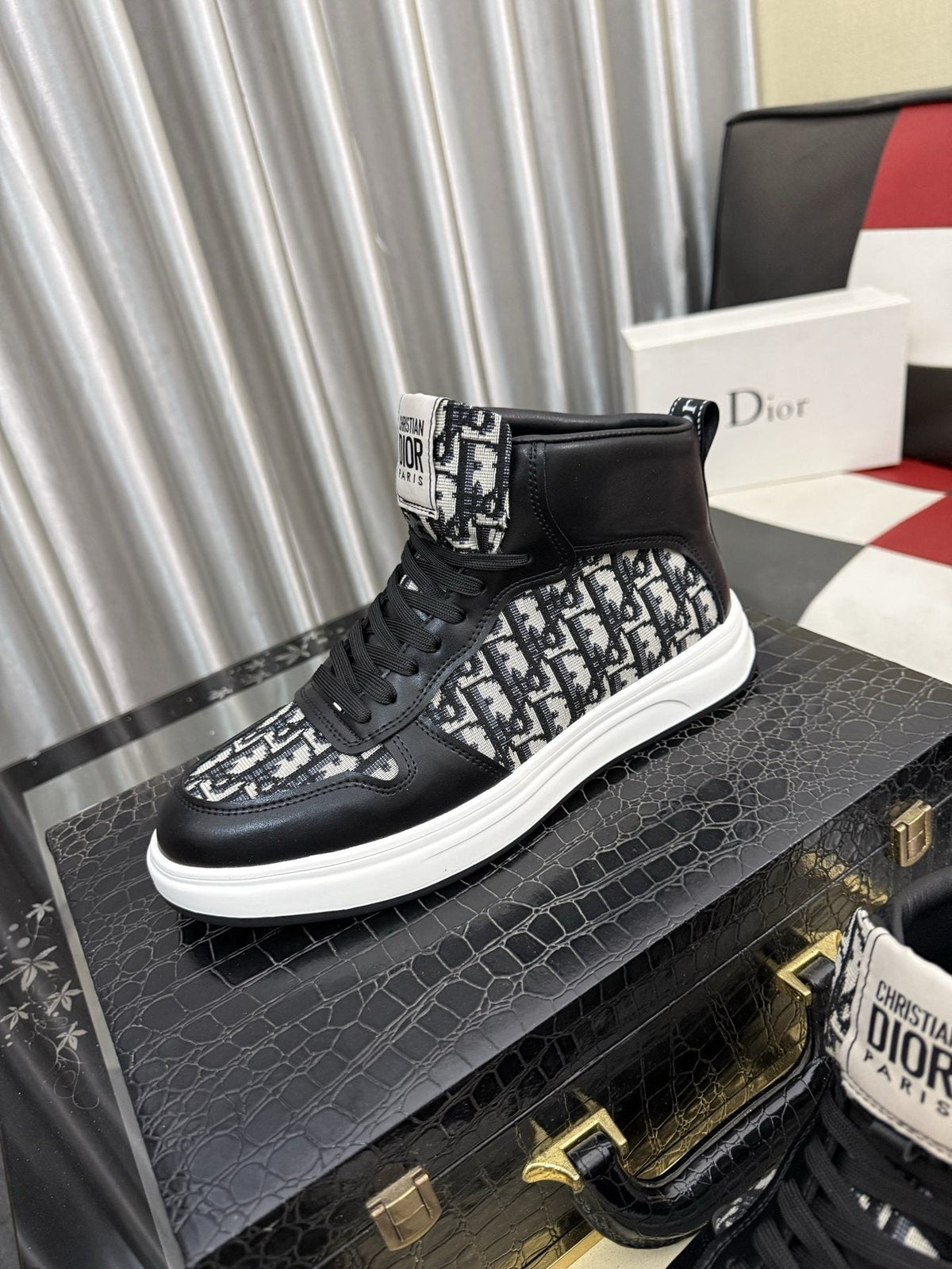 Dior Patterned High-Top Sneakers