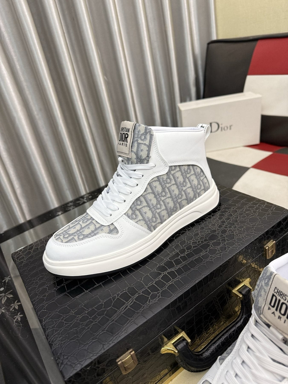 Dior Patterned High-Top Sneakers