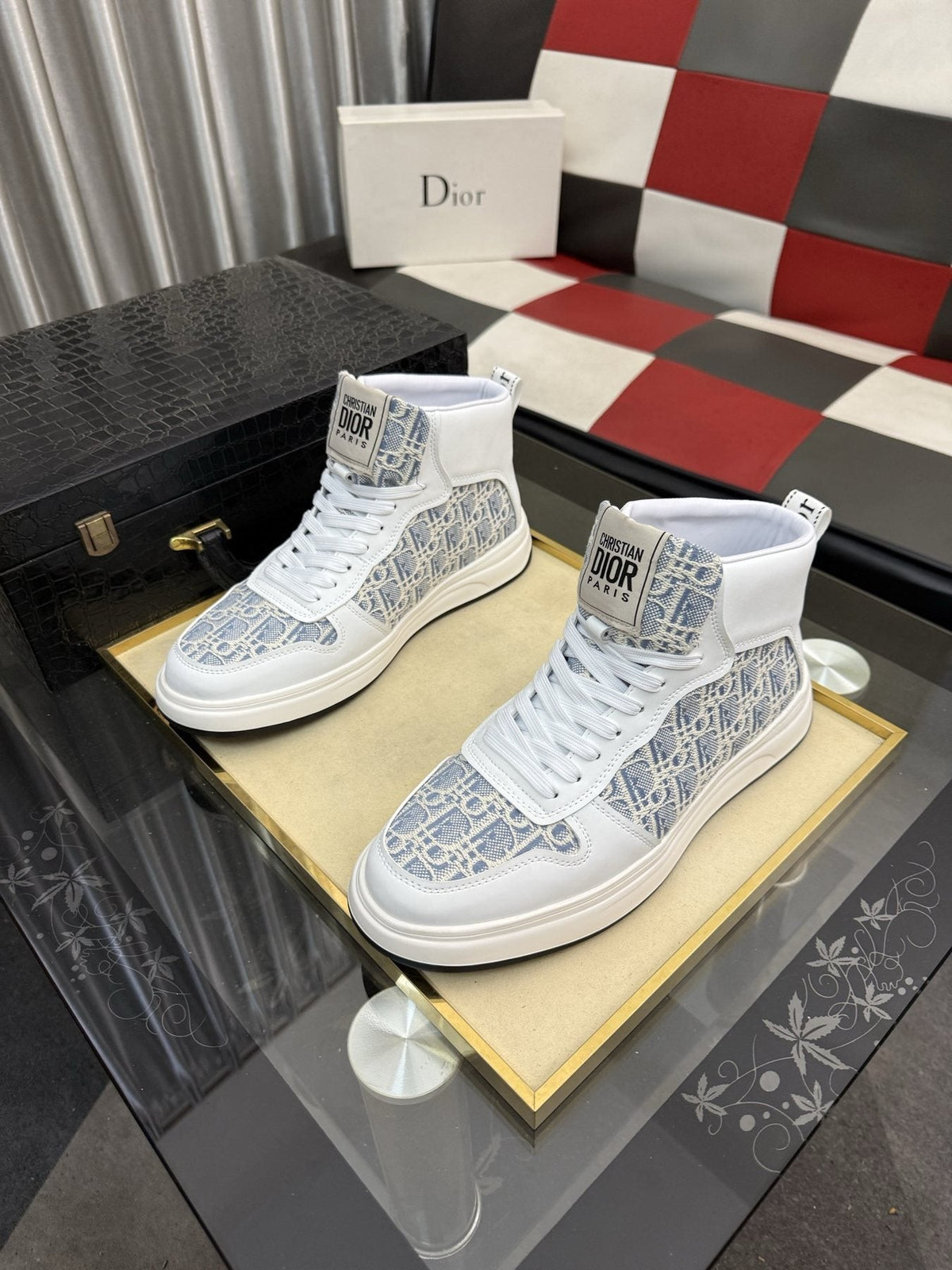 Dior Patterned High-Top Sneakers