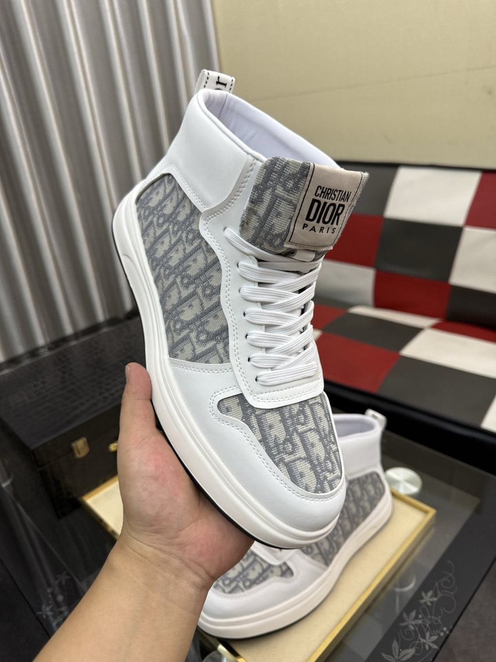Dior Patterned High-Top Sneakers