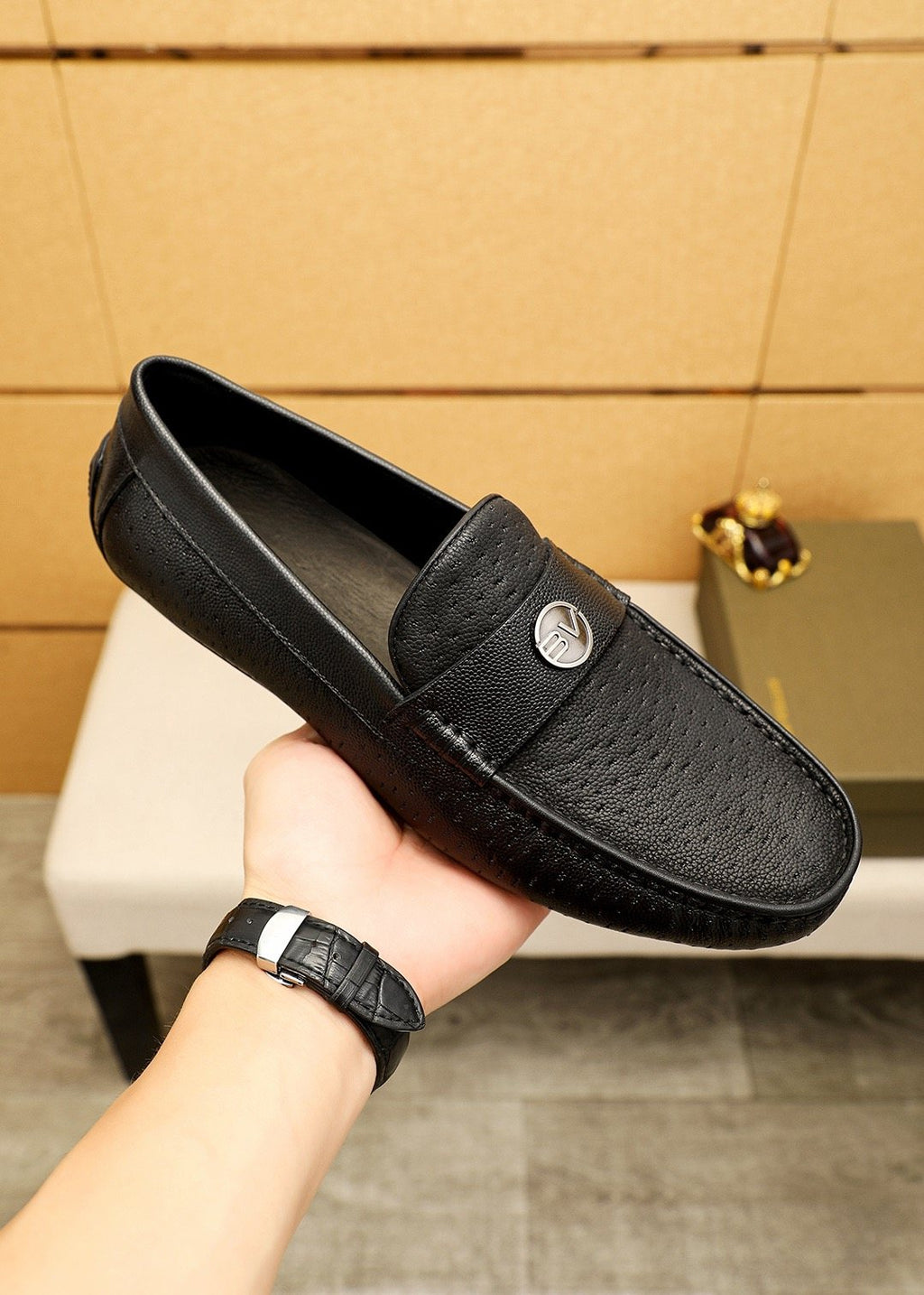 Bottega Veneta Men's Perforated Driving Loafers