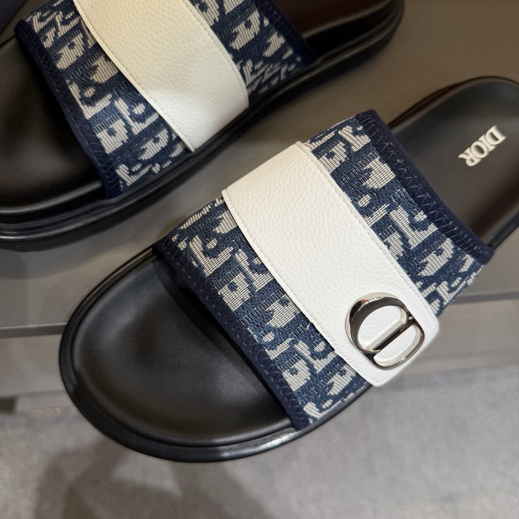 Dior Patterned Strap Slide Sandals - Open Toe