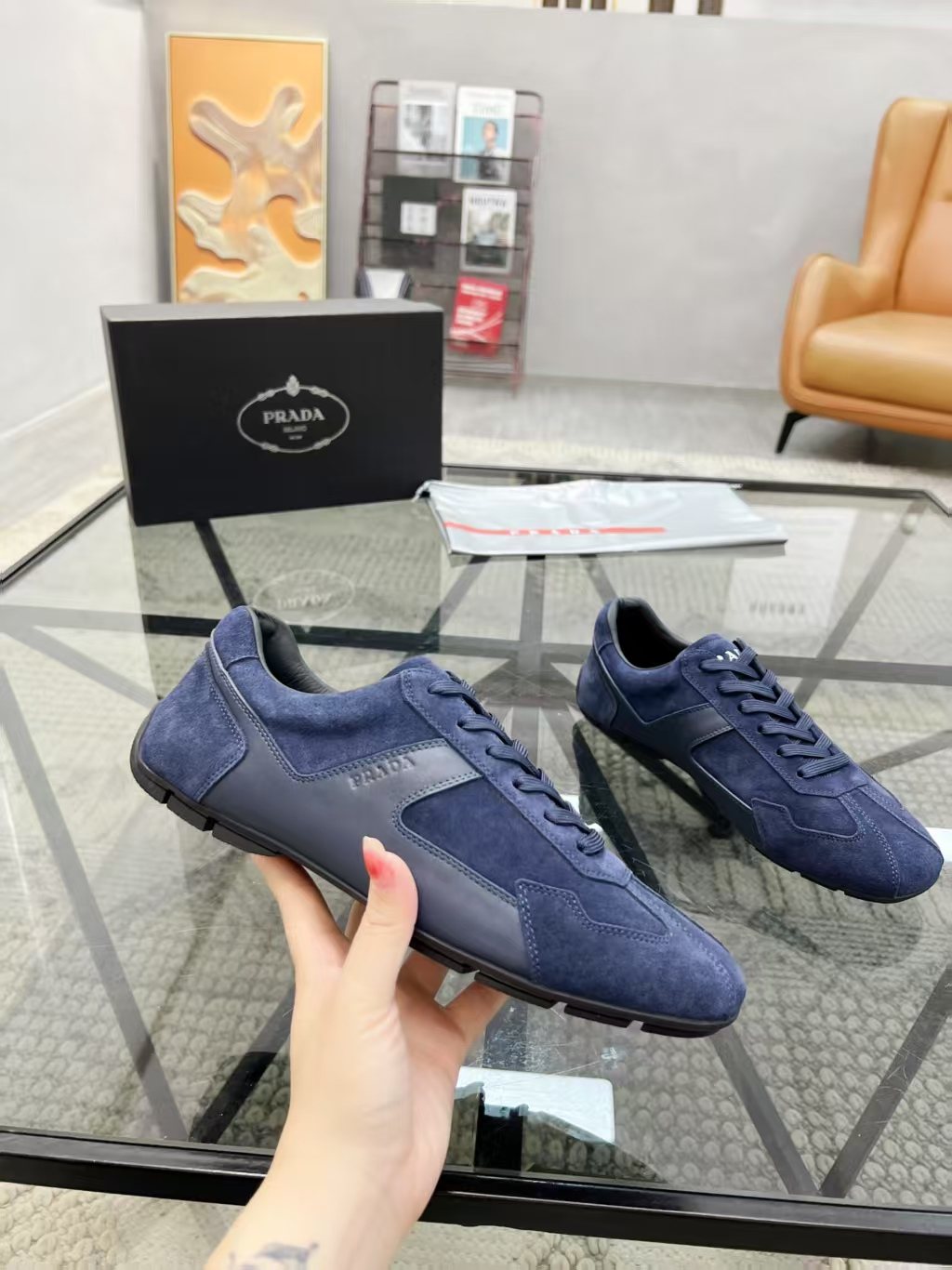 Prada Men's Panel Lace-Up Sneakers
