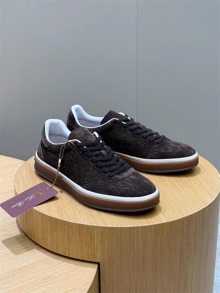 Loro Piana Men's Low-Top Lace-Up Sneakers - Gum Sole