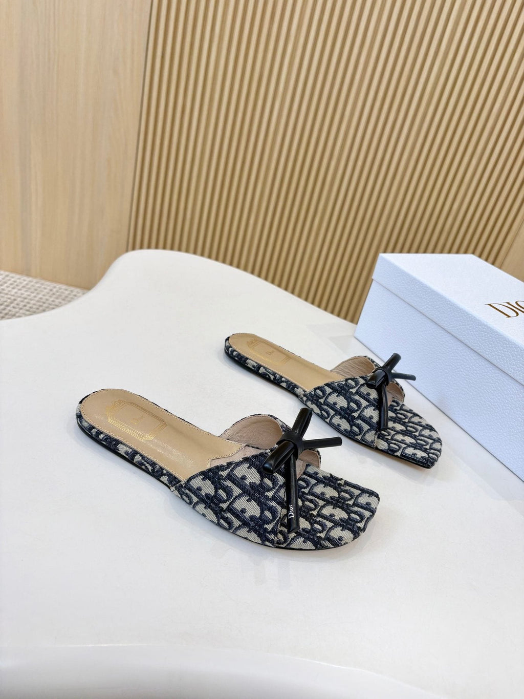 Dior Bow Flat Mule Sandals