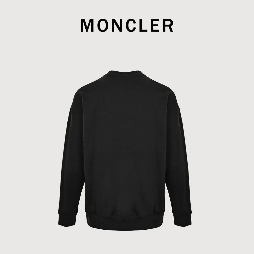 Moncler 26SS Archive Artistic Script Logo Crew Neck Sweatshirt — Black