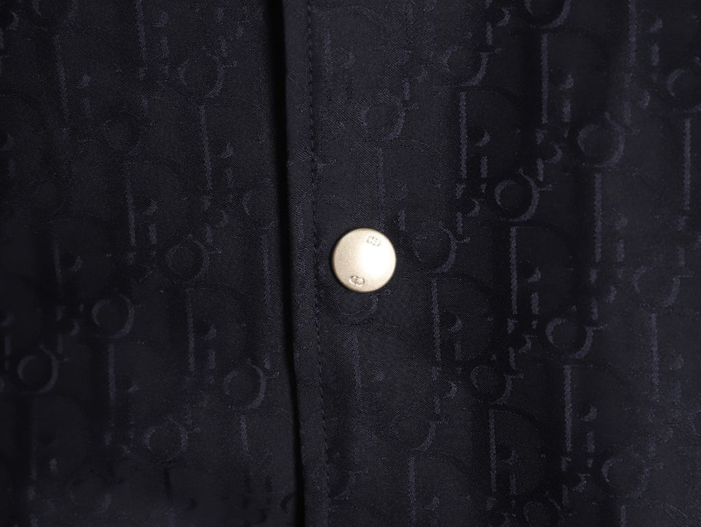 Dior CD Oblique Pattern Button-Front Jacket - Navy