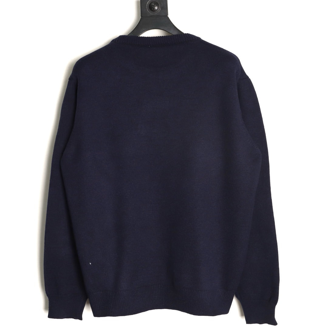 Gucci Signature-Logo Crewneck Sweater - Navy