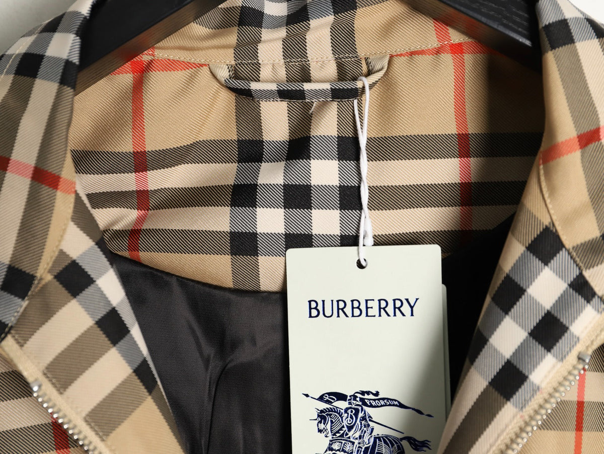 Burberry Check Stand-Collar Zip Jacket - Beige
