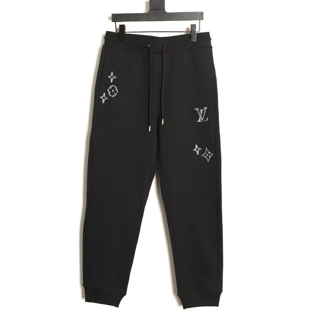 Louis Vuitton Sketch-Style Monogram Drawstring Trousers - Black