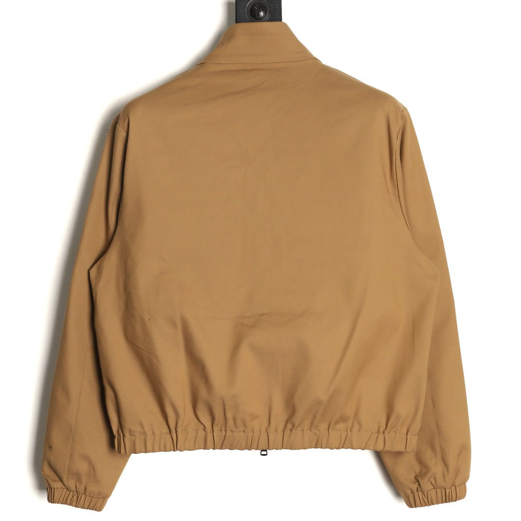 Moncler Contrast-Stripe Chest-Zip Jacket - Camel